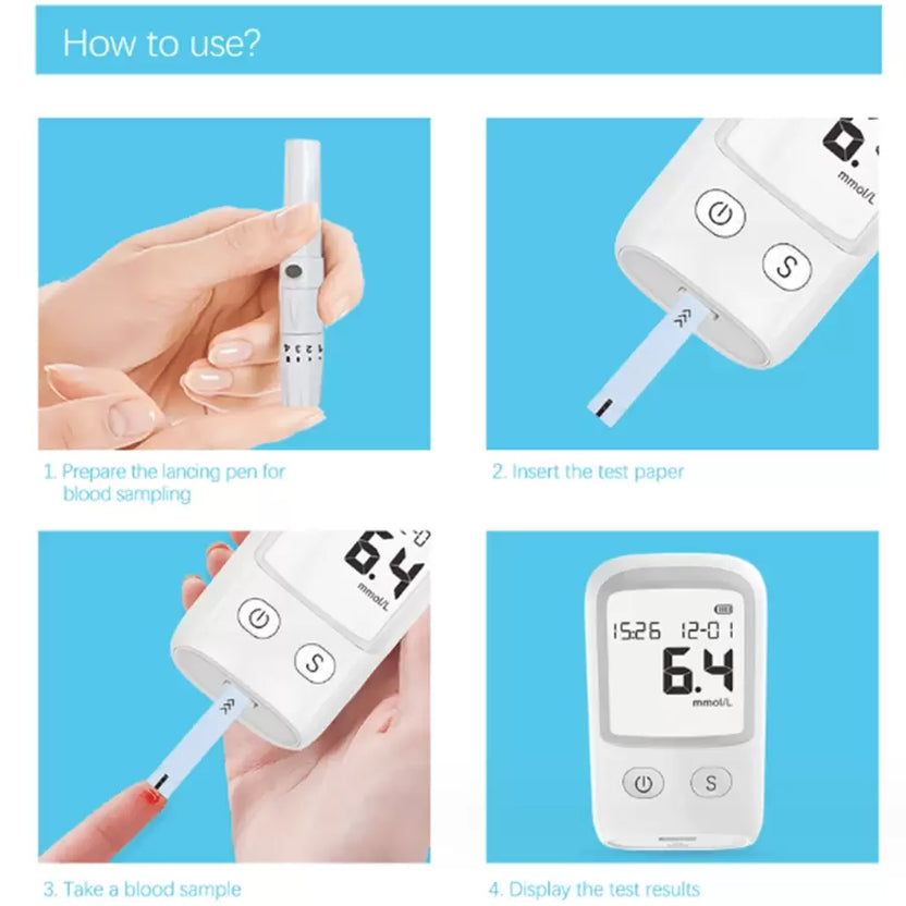 Glucose Monitor Kit – LCD Display, 25 Test Strips & 25 Lancets Included